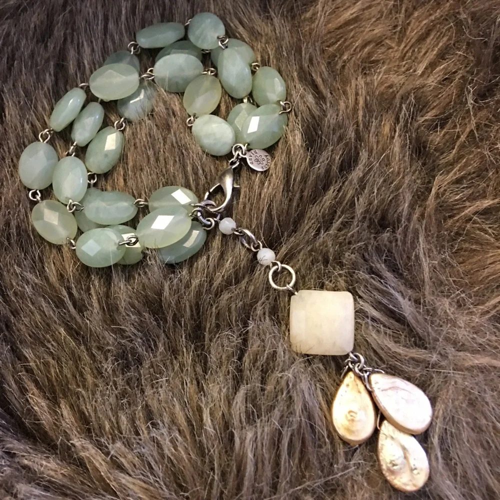 David Aubrey 3 strand green aventurine bracelet